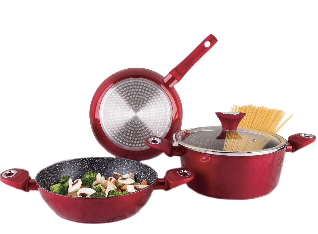 Набор посуды из литого алюминия Zurrichberg 4 предметов с мраморным покрытием (ZB-2077)