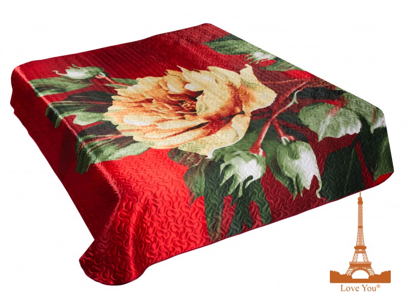 Покрывало Love you Шиповник Шелк 3D 200х220 см Красное