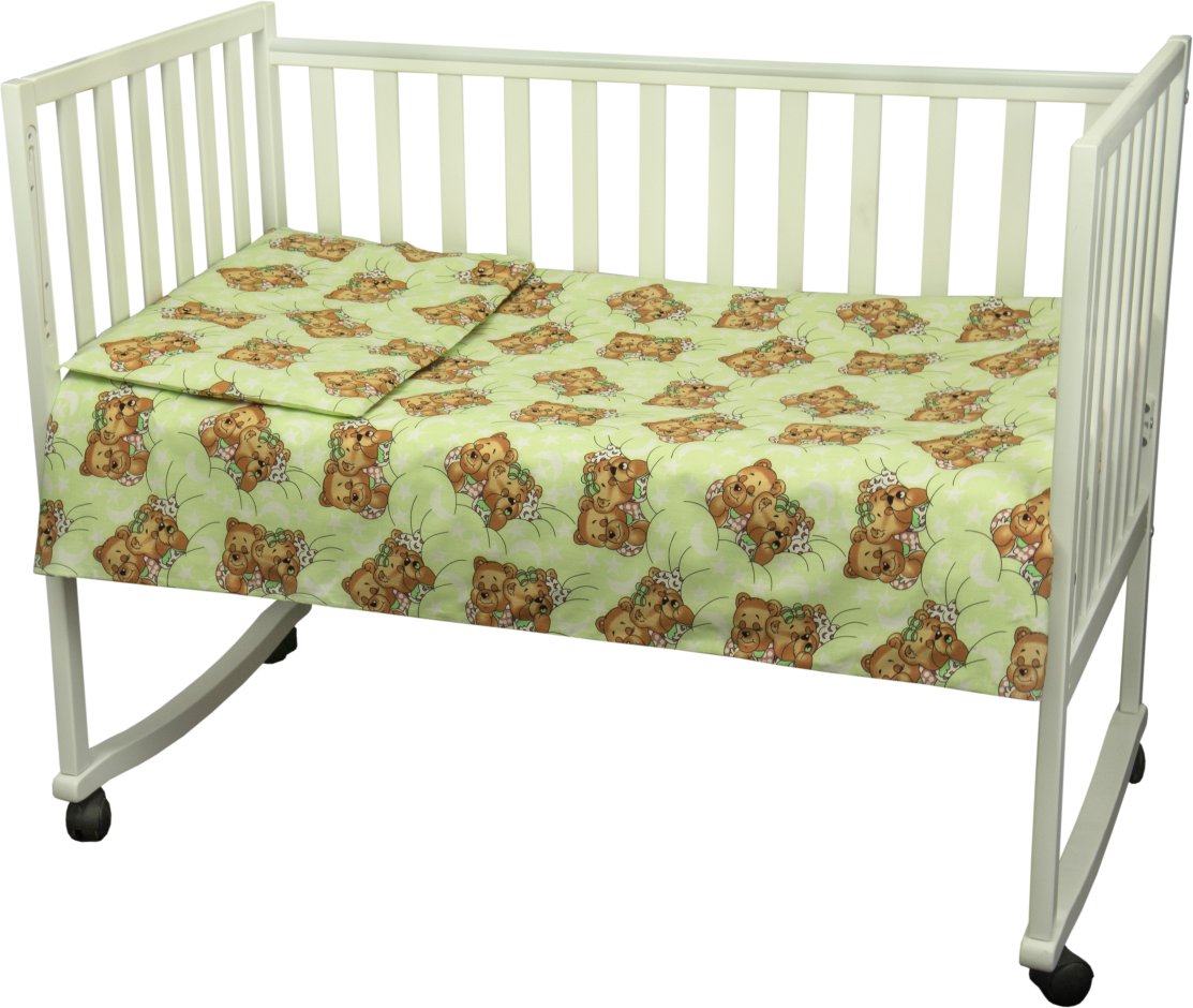 Комплект постельного белья Руно Младенец 60х120 см 3шт Детский Салатовый мишки спят (932.02_(Салатов