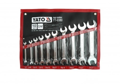 Ключи гаечные Yato CrV 6х7-24х27 мм 10 шт (YT-0380)