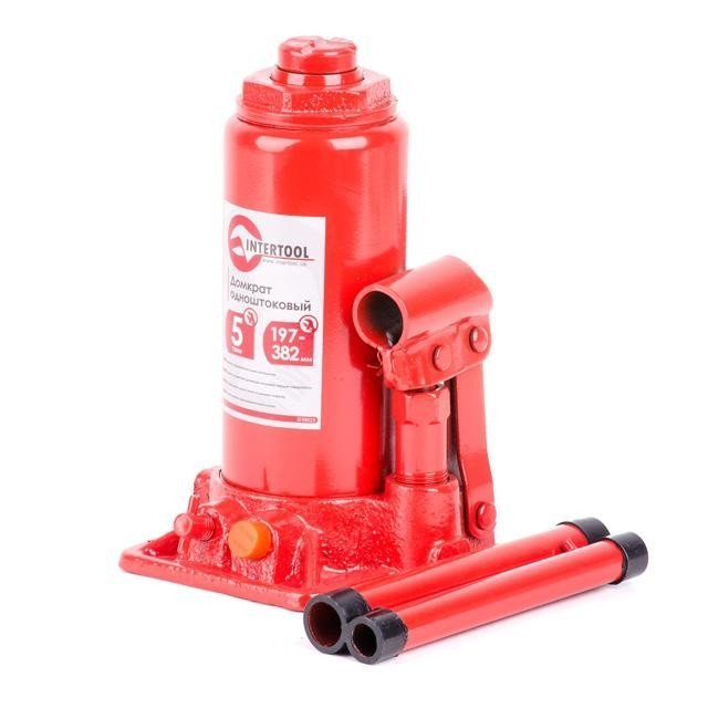 Домкрат бутылочный Intertool одноштоковый 5т (GT0023)
