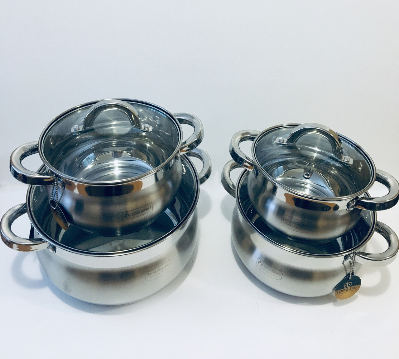 Набор кастрюль из нержавеющей стали Edenberg 8 предметов (EB-3718)