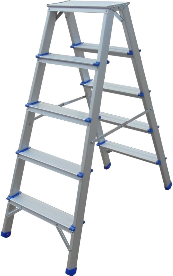 Стремянка алюминиевая двухсторонняя Werk LB405 5 ступеней (90247)