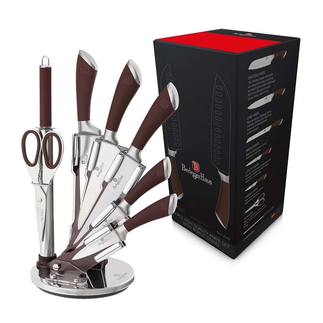 Набор ножей Berlinger Haus Brown Stainless steel Infinity Line 8 предметов  (BH-2047)