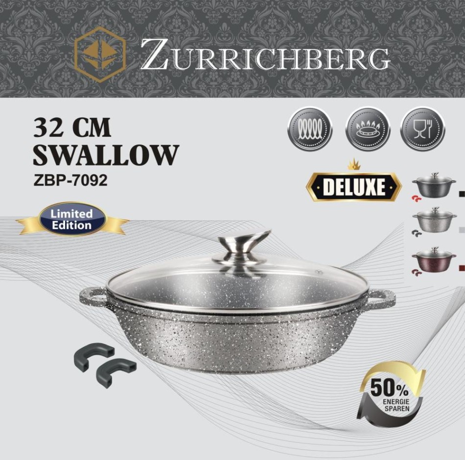 Сотейник Zurrichberg 32 х 7.5 см с мраморным покрытием (ZBP-7092 Gray)