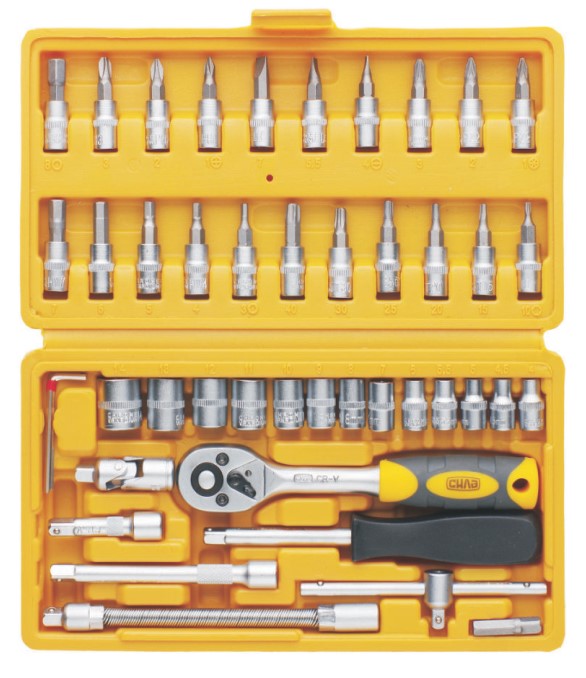 Набор Сила насадок торцевых c трещоткой стандарт 1/4 46 шт (251346)