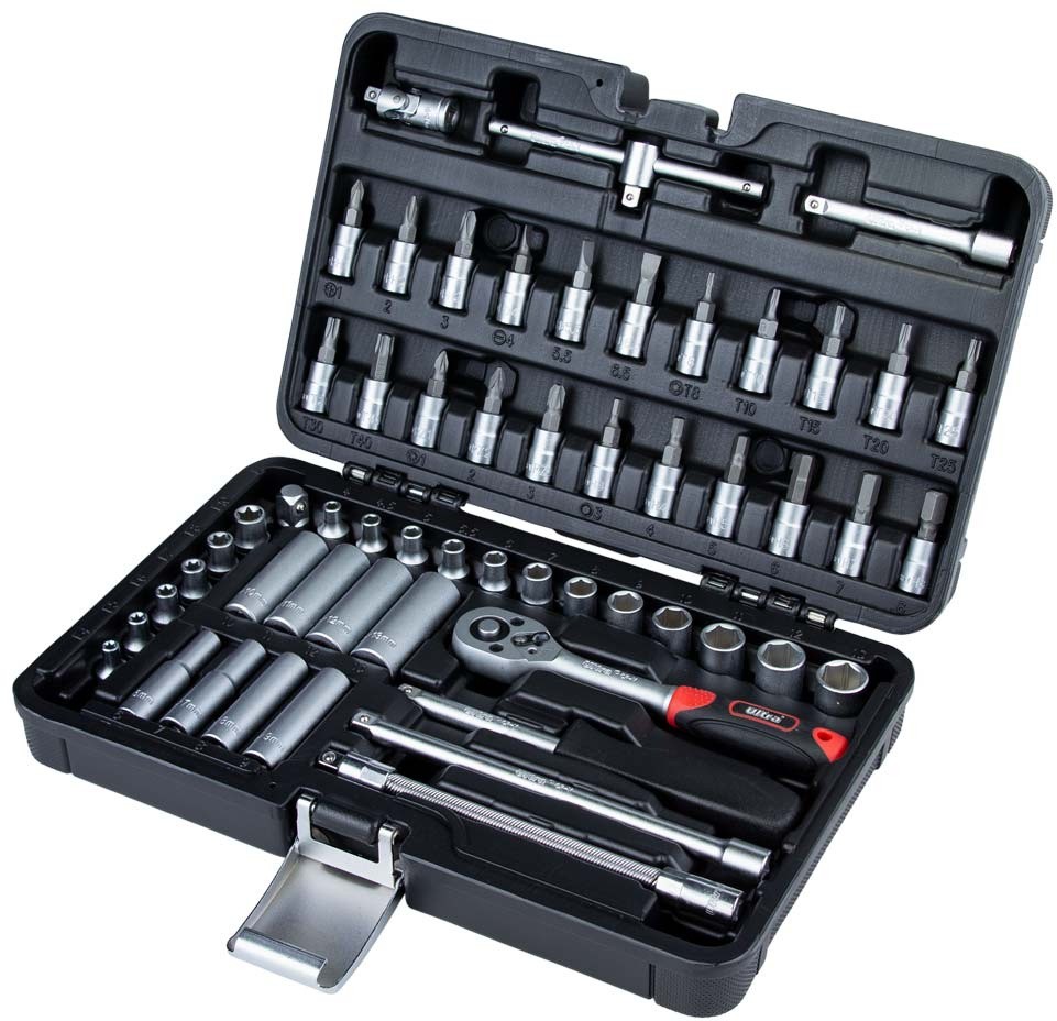 Набор насадок торцевых и биты Ultra 1/4" 56 шт CrV Taiwan (6003172)