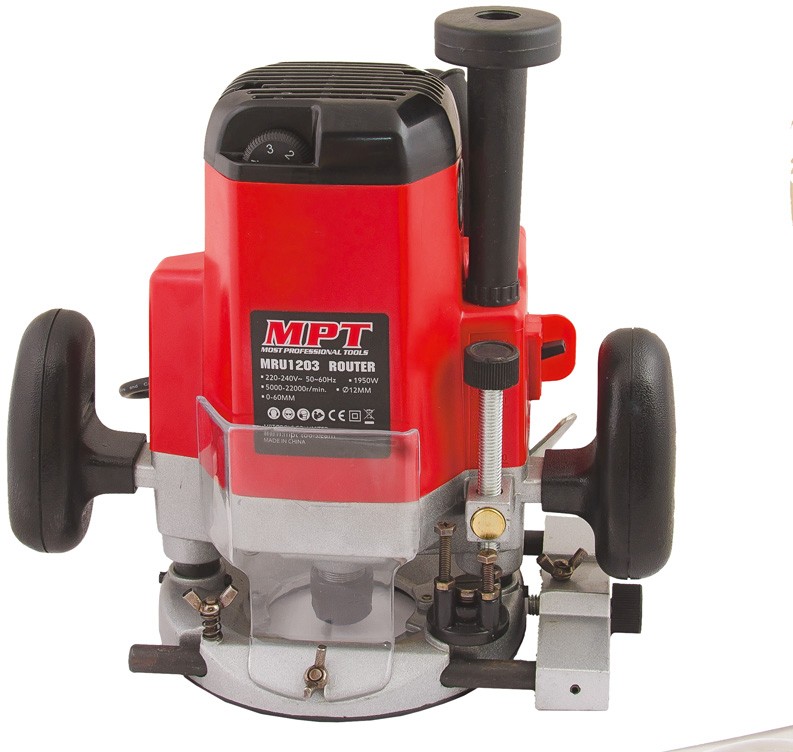 Фрезер Mastertool PROFI 1950 Вт, 5000-22000 об/мин, цанга 6-12 мм, ход фрезы 60 мм (MRU1203)