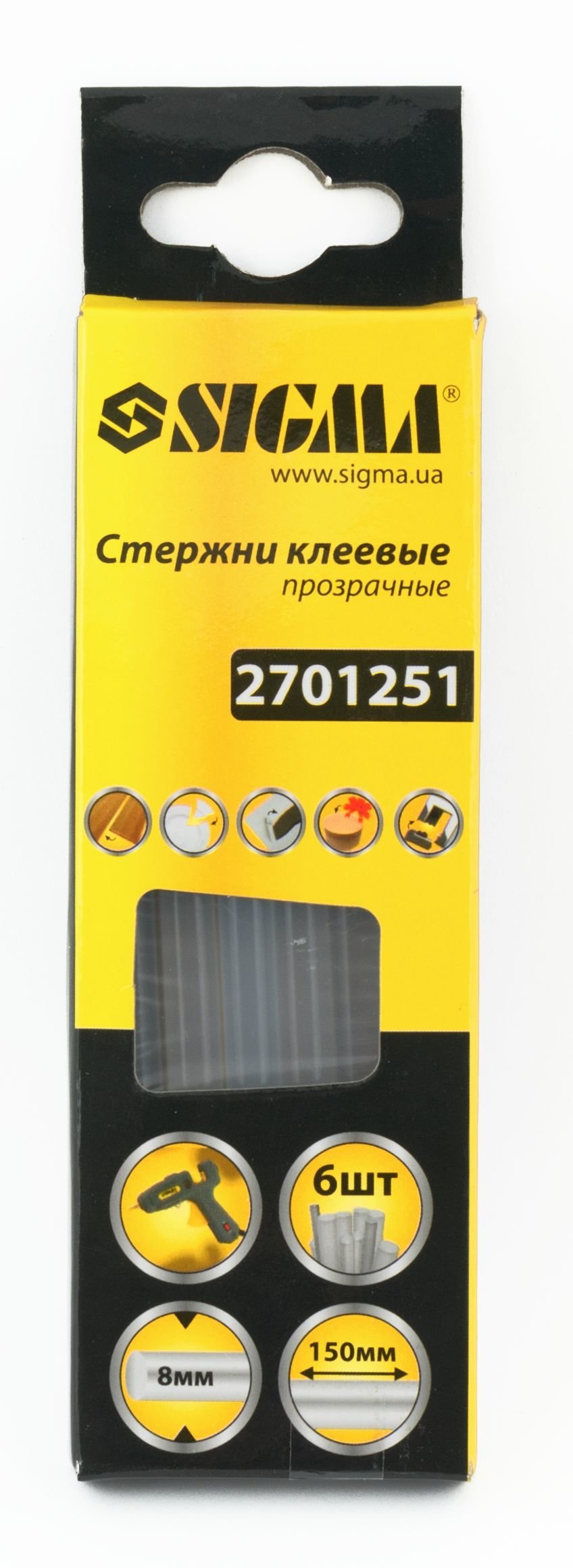Стержни клеевые Sigma Ø8*150мм 6шт прозрачные (2701251)