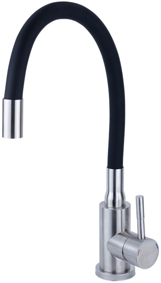 Смеситель для кухни Aquatica KT D35 гусак силиконовый на гайке SS (KT-4B570P)