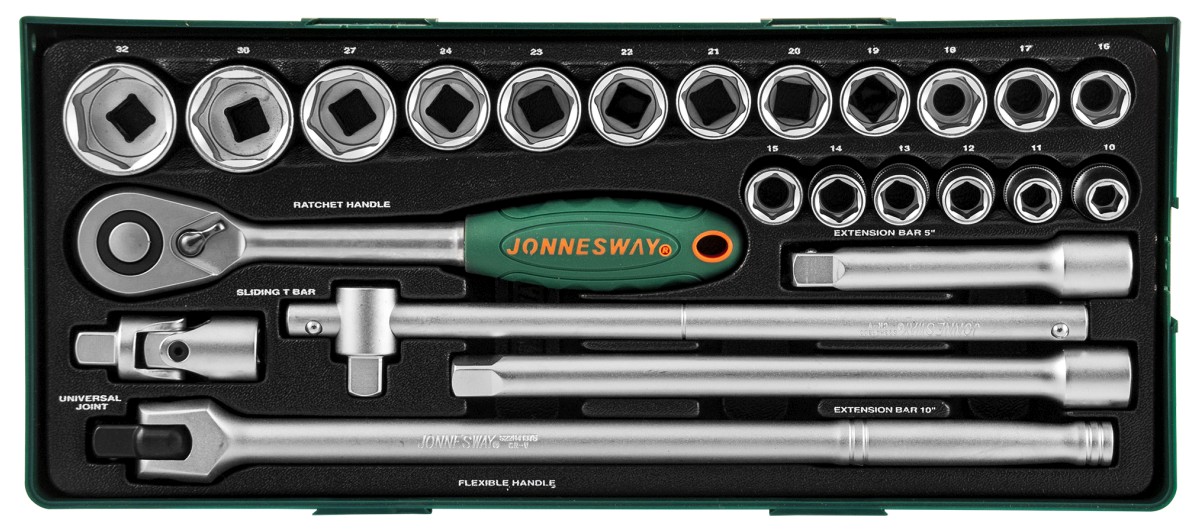 Набор торцевых головок Jonnesway 1/2"DR 10-32 мм 24 шт (S04H4524S)