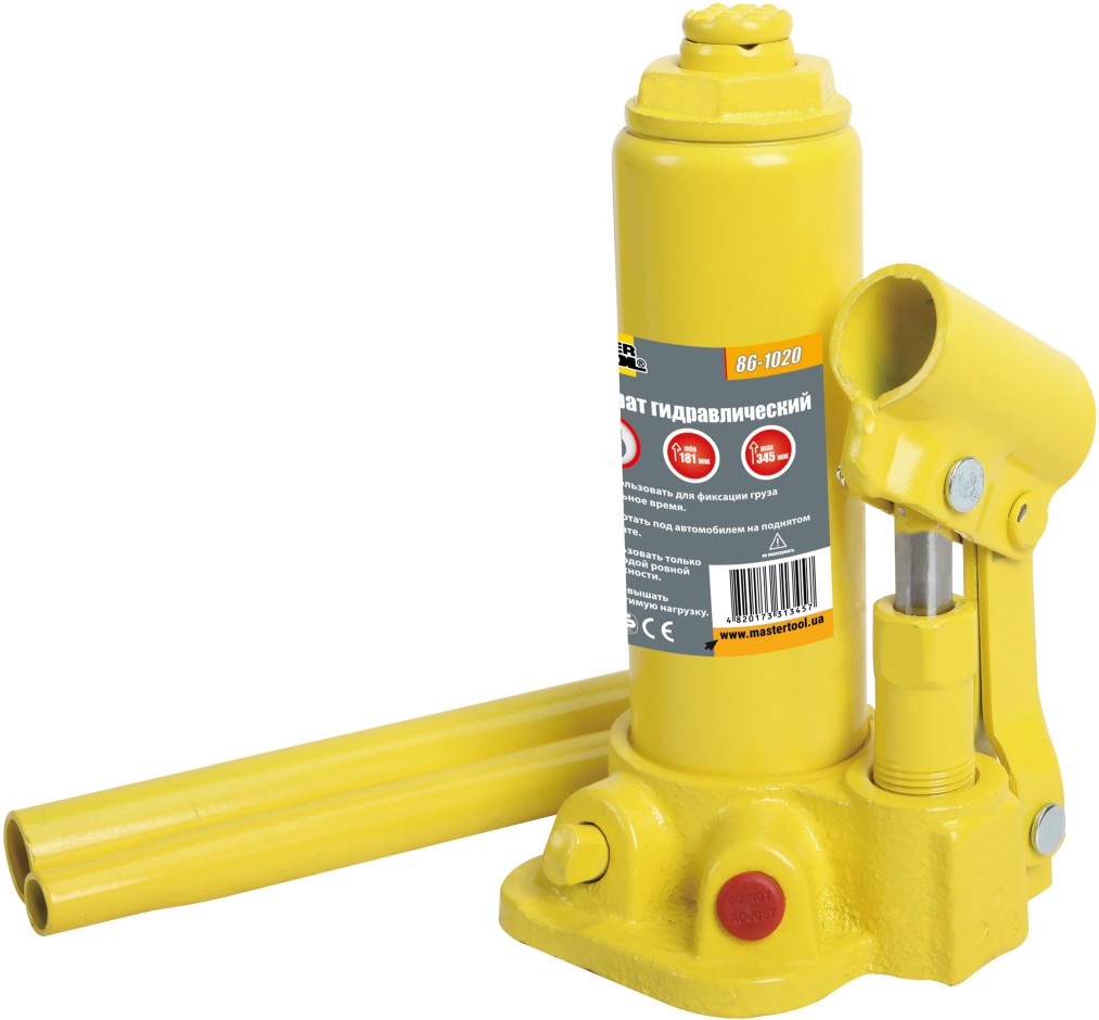 Домкрат гидравлический бутылочный Mastertool 2 т 181-345 мм в кейсе (86-1020)