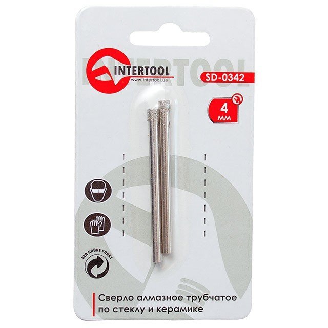 Коронка трубчатая Intertool по стеклу и керамике 4мм (SD-0342)
