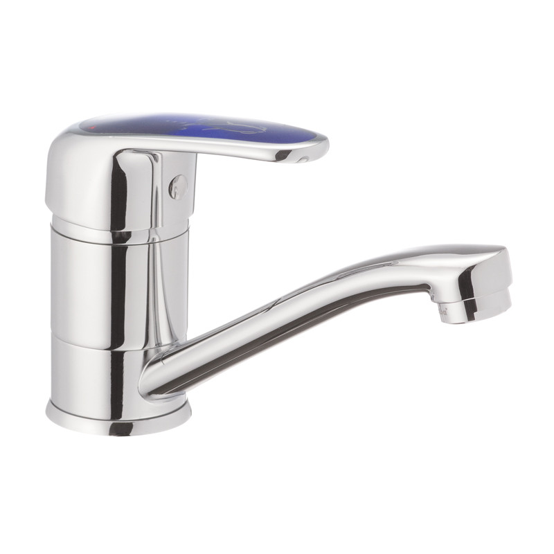 Смеситель для раковины Haiba MAGIC 004 с синей ручкой (излив 15 см) (HB0666)