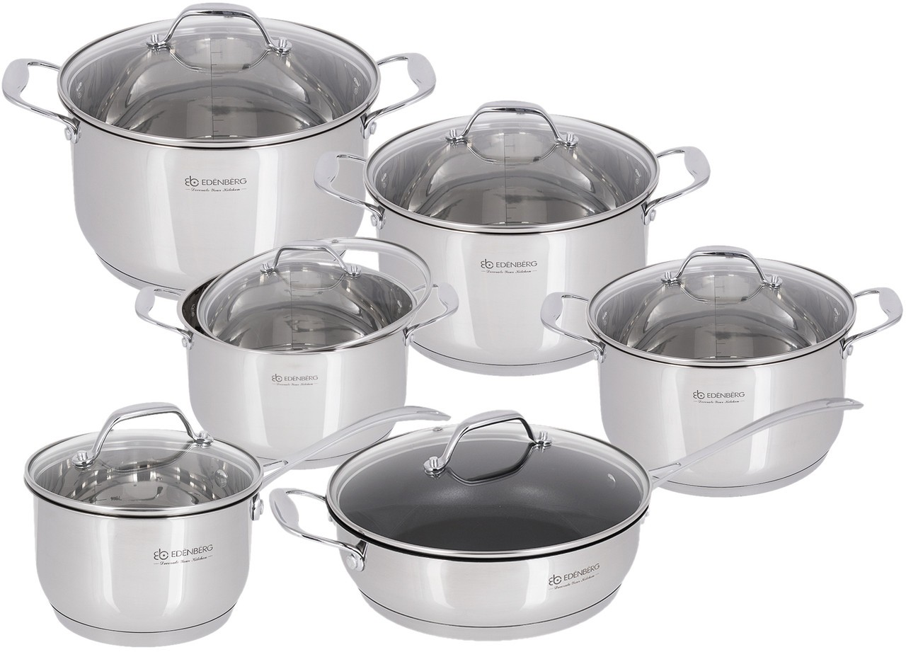 Набор посуды из нержавеющей стали Edenberg 12 предметов (EB-2118)