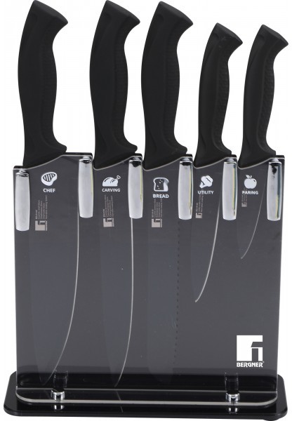 Набор ножей Bergner на подставке 6 предметов (BG-9149)