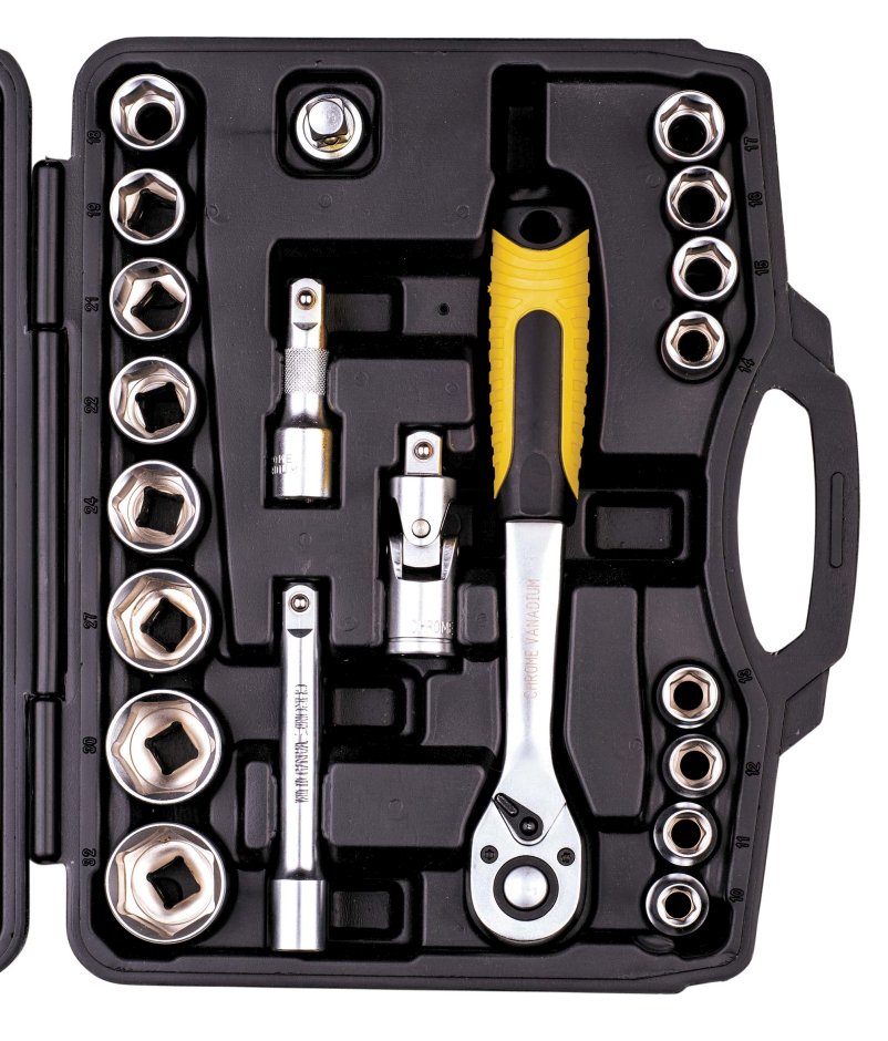Набор насадок торцевых Mastertool 1/2” с трещоткой 72 зуба, 21 шт CrV в кейсе (78-4021)