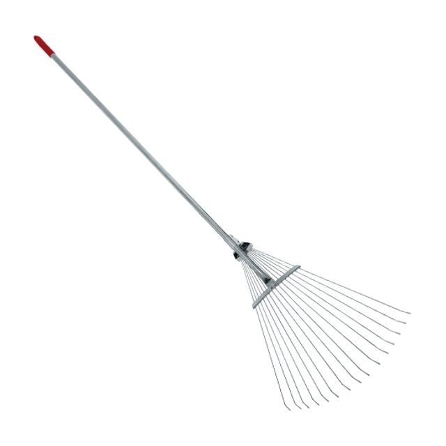 Грабли веерные Intertool 15 прутьев, металлическая рукоятка, регулировка ширины рабочей поверхности