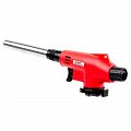 На фото Горелка газовая Intertool пьезозажигание на курке, регулятор, удлиненное сопло (GB-0022)