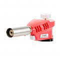 На фото Горелка газовая Intertool пьезозажигание на курке, регулятор, рассекатель пламени (GB-0023)