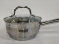 На фото Ковш из нержавеющей стали с крышкой Benson 16 см 1.5 л (BN-228)