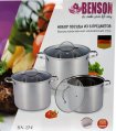 Набор кастрюль из нержавеющей стали Benson 6 предметов (BN-214) На фото Набор кастрюль из нержавеющей стали Benson 6 предметов (BN-214)