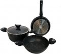 На фото Набор посуды из литого алюминия Zurrichberg 4 предметов с мраморным покрытием (ZB-2078)