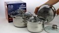 На фото Набор кастрюль из нержавеющей стали Bohmann 6 предметов (BH 06-375)