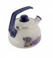 На фото Чайник эмалированный Metrot Лаванда 2.5 л со свистком (133468)
