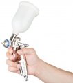 На фото Краскопульт пневматический Intertool HVLP II MINI 0.8 мм верхний бачок 250 мл 2-2.5бар (PT-0128)