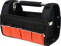 На фото Сумка открыта для инструмента 12" Yato 9 карманов с ручкой из алюминиевой трубки (YT-74371)