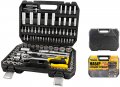 На фото Набор насадок торцевых Mastertool CrV 1/4" и 1/2", трещотка 72Т, 108 шт, кейс (78-5108)