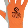 Перчатка Intertool из высококачественной козьей кожи и флуоресцентной оранжевой ткани (SP-0173) На фото Перчатка Intertool из высококачественной козьей кожи и флуоресцентной оранжевой ткани (SP-0173)