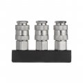 Разветвитель воздуха 1/4" на 3 выхода, прямой, с быстросъемом 10bar Intertool (PT-1855) На фото Разветвитель воздуха 1/4" на 3 выхода, прямой, с быстросъемом 10bar Intertool (PT-1855)