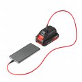 На фото Адаптор для аккумулятора Li-ion Intertool 20 В, USB 2A, LED фонарь (WT-9300)
