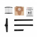 На фото Пылесос строительный Intertool 1.4 кВт, бак 30 л, нерж 410, >17кПа, розетка, HEPA фильтр (DT-1030)