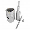 На фото Коронка Intertool по бетону 46мм и переходник SDS Plus 100мм (SD-7046)