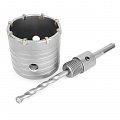На фото Коронка Intertool по бетону 65мм и переходник SDS Plus 100мм (SD-7065)