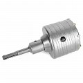 На фото Коронка Intertool по бетону 75мм и переходник SDS Plus 100мм (SD-7075)