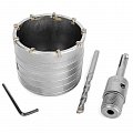 На фото Коронка Intertool по бетону 75мм и переходник SDS Plus 100мм (SD-7075)