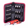 На фото Отвертка реверсионная Intertool с комплектом насадок и трещеткой, чехол ткань 48шт (VT-1048)