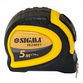 На фото Рулетка Sigma магнитная обрезиненная с автостопом 5м*19мм (3824051)