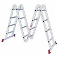 На фото Лестница алюминиевая Intertool трансформер 4*4ступ. 4.7м (LT-0029)
