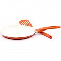 На фото Сковорода Maestro Rainbow с лопаткой 25 см оранжевая (MR-1212-25)