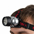 На фото Фонарь Intertool налобный светодиодный, 4 режима работы, 19 LED, батарейки 3 ААА (LB-0301)