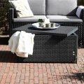 На фото Стол-сундук Allibert искуственный ротанг Arica серый (8711245121338)