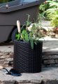 На фото Кашпо для цветов Keter Cylinder Planter Small серое (7290103668204)