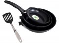 На фото Набор сковород 3 предмета со съемной ручкой и лопаткой (2313 GIPFEL)