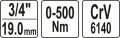 На фото Стрелочный динамометрический ключ Yato 3/4" 0-500 Нм (YT-07642)