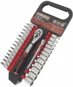 На фото Набор головок и насадок торцевых с трещоткой Haisser 1/4" 28 шт (90116)